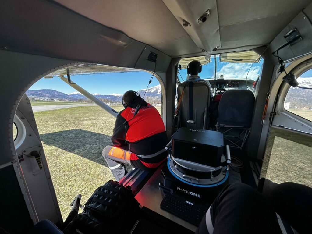 Flycom aircraft conducting reality mapping over Slovenia