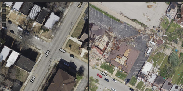 Before/after swipe tool for storm damage