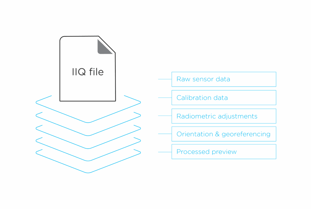 Diagram of IIQ RAW image format: raw sensor data, metadata, and compression